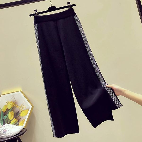 women's pants & capris knitted wide leg female 2021 spring casual trousers loose waist heavy industry drilling high-waist straight, Black;white
women's pants & capris knitted wide leg female 2021 spring casual trousers loose waist heavy industry drilling high-waist straight, Black;white