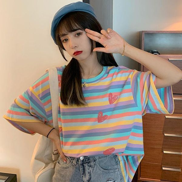 summer bm sweet rainbow woman's t shirt cute stripes hyuna short loose harajuku t-shirt female korean kawaii clothing for women women&#, White
summer bm sweet rainbow woman's t shirt cute stripes hyuna short loose harajuku t-shirt female korean kawaii clothing for women women&#, White