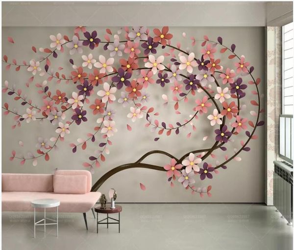 wallpapers wdbh custom mural 3d po wallpaper modern tree flower tv background home decor living room for walls 3 d