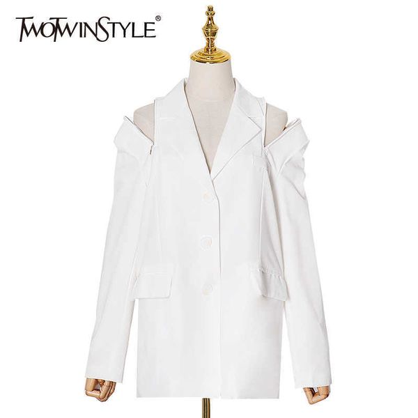 twotyle hollow out casual blazer for women notched long sleeve white chic blazers female fashion spring clothing 210930, White;black
twotyle hollow out casual blazer for women notched long sleeve white chic blazers female fashion spring clothing 210930, White;black