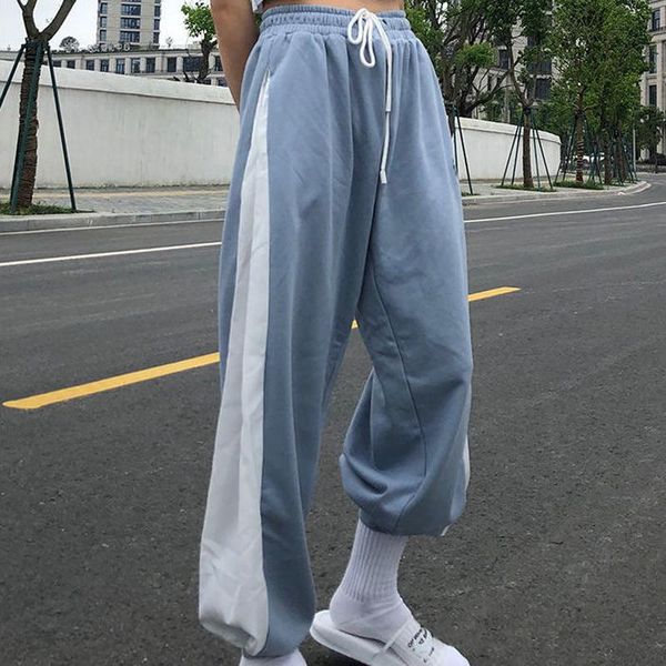 women's pants & capris white blue contrast loose jogging women high waist drawstring trousers casual female korean streetwear, Black;white
women's pants & capris white blue contrast loose jogging women high waist drawstring trousers casual female korean streetwear, Black;white