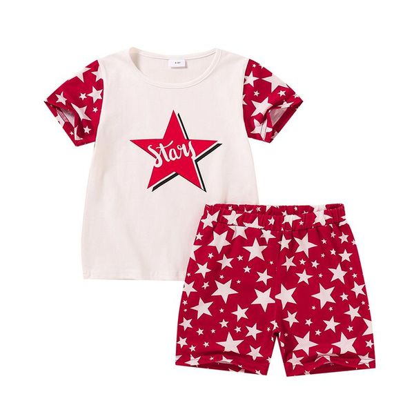 4-9y girls summer clothes set short sleeve star print t shirt shorts 2 piece clothing suit baby outfits for kids sets, White
4-9y girls summer clothes set short sleeve star print t shirt shorts 2 piece clothing suit baby outfits for kids sets, White