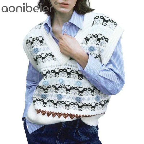 women's vest knitted oversize sweaters sleeveless jumpers animal printed female vintage knitwears chic mujer v neck 210604, Black;white
women's vest knitted oversize sweaters sleeveless jumpers animal printed female vintage knitwears chic mujer v neck 210604, Black;white