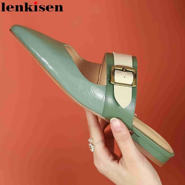dress shoes lenkisen fashion genuine leather stone pattern slip on pointed toe metal fasteners mixed colors low square heels mules pumps l66, Black
dress shoes lenkisen fashion genuine leather stone pattern slip on pointed toe metal fasteners mixed colors low square heels mules pumps l66, Black