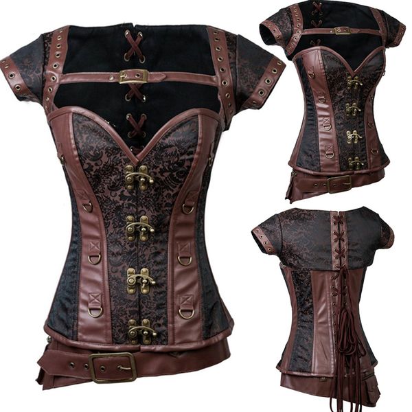woman bustiers vintage brown steampunk corset jacket plus size women waist slimming steel boned burlesque gothic corsets big size party cors, Black;white
woman bustiers vintage brown steampunk corset jacket plus size women waist slimming steel boned burlesque gothic corsets big size party cors, Black;white