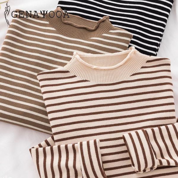 women's sweaters genayooa autumn winter sweater women pullovers knitted long sleeve black and white striped soft turtleneck, White;black
women's sweaters genayooa autumn winter sweater women pullovers knitted long sleeve black and white striped soft turtleneck, White;black