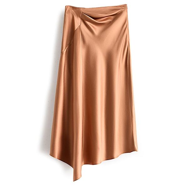 skirts retro high waist slim bag hip hips saia elegant women satin irregular long skirt 2021 womens, Black 
skirts retro high waist slim bag hip hips saia elegant women satin irregular long skirt 2021 womens, Black