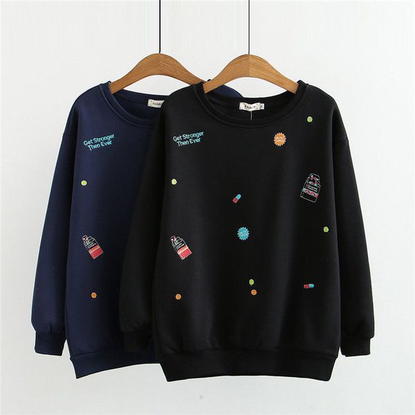 women's hoodies & sweatshirts spring plus fertiliser female size embroidered sweater slimming bottoming shirt cotton jacket ohn3, Black
women's hoodies & sweatshirts spring plus fertiliser female size embroidered sweater slimming bottoming shirt cotton jacket ohn3, Black
