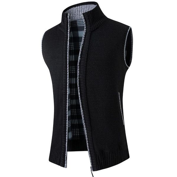 men's sweaters mandarin collar sleeveless cardigan autumn winter thick warm zipper pocket no yq clothing knitted casual male sweater pu, White;black
men's sweaters mandarin collar sleeveless cardigan autumn winter thick warm zipper pocket no yq clothing knitted casual male sweater pu, White;black