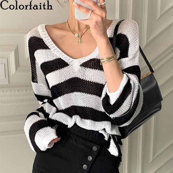 women's sweaters colorfaith 2021 spring summer women sweater v-neck pullovers knitted striped split korean oversize wild lady jumpers s, White;black
women's sweaters colorfaith 2021 spring summer women sweater v-neck pullovers knitted striped split korean oversize wild lady jumpers s, White;black