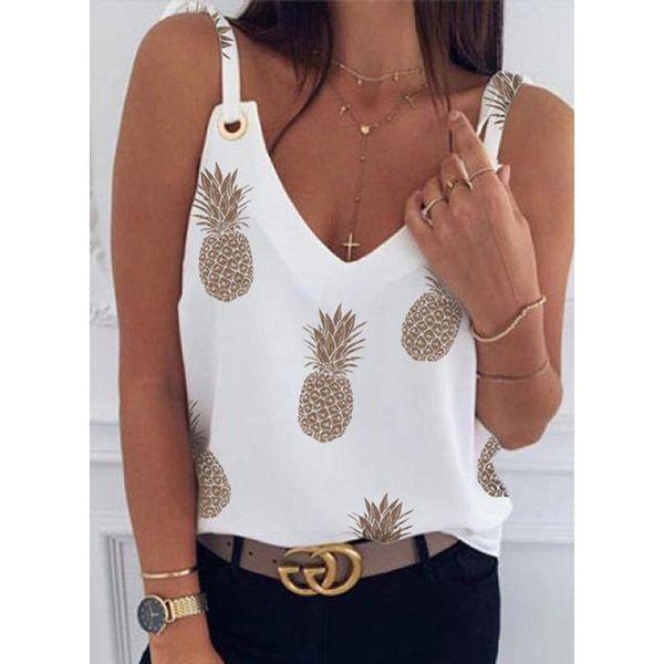 pineapple blouse women sleeveless feminine shirt female v neck fashion woman blouses 2021 summer ladies tunic women's & shirts, White
pineapple blouse women sleeveless feminine shirt female v neck fashion woman blouses 2021 summer ladies tunic women's & shirts, White
