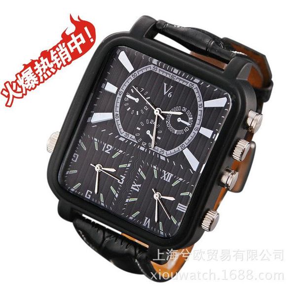 wristwatches v6 men's sports watches men multiple time zone military male business square clock analog quartz watch, Slivery;brown
wristwatches v6 men's sports watches men multiple time zone military male business square clock analog quartz watch, Slivery;brown