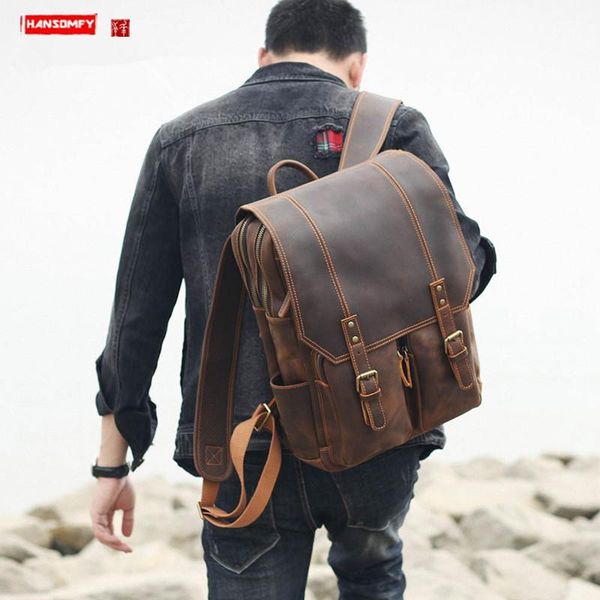 backpack retro large capacity crazy horse leather men computer bag first layer cowhide travel school backpacks
backpack retro large capacity crazy horse leather men computer bag first layer cowhide travel school backpacks
