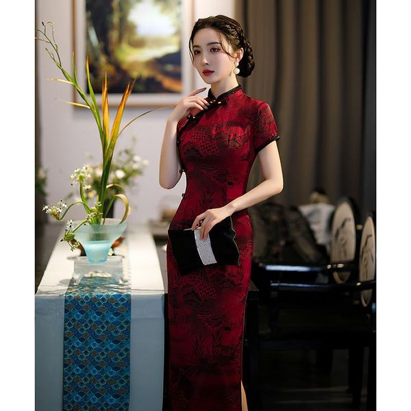 ethnic clothing print leaf vintage button chinese women classic cheongsam slim long evening dress autumu vestidos mandarin collar qipao, Red
ethnic clothing print leaf vintage button chinese women classic cheongsam slim long evening dress autumu vestidos mandarin collar qipao, Red