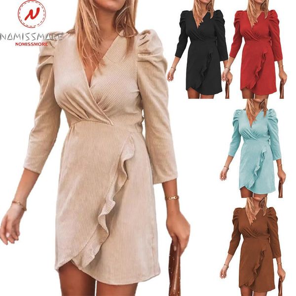 casual dresses fashion women solid color a-line dress irregular design ruffles decor v-neck 3/4 sleeve mid waist spring autumn slim, Black;gray
casual dresses fashion women solid color a-line dress irregular design ruffles decor v-neck 3/4 sleeve mid waist spring autumn slim, Black;gray