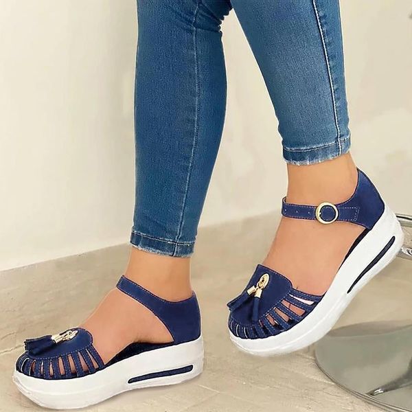 sandals fashion women hollow out summer wedge heels casual sewing shoes platform tassel sandalias d4, Black
sandals fashion women hollow out summer wedge heels casual sewing shoes platform tassel sandalias d4, Black