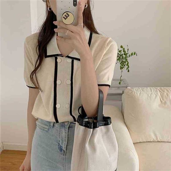 french streetwear vintage loose short sleeves double breasted elegant casual summer knit t-shirts 210525, White
french streetwear vintage loose short sleeves double breasted elegant casual summer knit t-shirts 210525, White