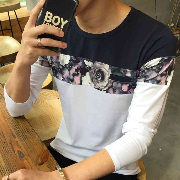 neck new design o fashion t shirt autumn casual t-shirt men long sleeve flower patchwork slim fit mens clothes, White;black
neck new design o fashion t shirt autumn casual t-shirt men long sleeve flower patchwork slim fit mens clothes, White;black