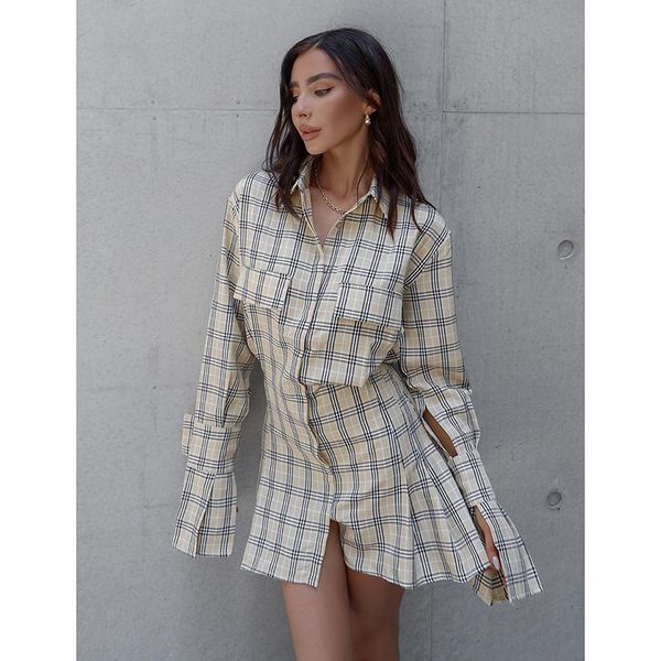 2021 dress for women plaid shirt pleated waist french ruffled women robe dress, Black;gray
2021 dress for women plaid shirt pleated waist french ruffled women robe dress, Black;gray