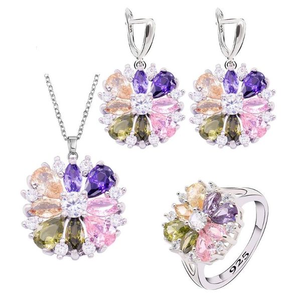 earrings & necklace multi color zirconia silver jewelry sets for women gift pendant ring
earrings & necklace multi color zirconia silver jewelry sets for women gift pendant ring