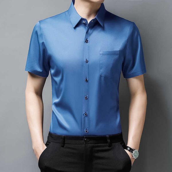 solid color dress shirt summer short sleeve casual shirts men slim fit silk camisa masculina clothing c753 210809, White;black
solid color dress shirt summer short sleeve casual shirts men slim fit silk camisa masculina clothing c753 210809, White;black