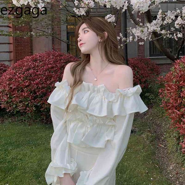 ezgaga french style blouse women petal sleeve slash neck solid crop ruffles chic spring summer fashion elegant shirts 210430, White
ezgaga french style blouse women petal sleeve slash neck solid crop ruffles chic spring summer fashion elegant shirts 210430, White