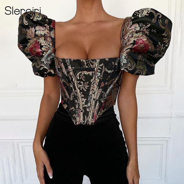 women vintage slash neck crop blouse floral embroidery off shoulder puff sleeve backless zipper party club clothes women's blouses, White
women vintage slash neck crop blouse floral embroidery off shoulder puff sleeve backless zipper party club clothes women's blouses, White