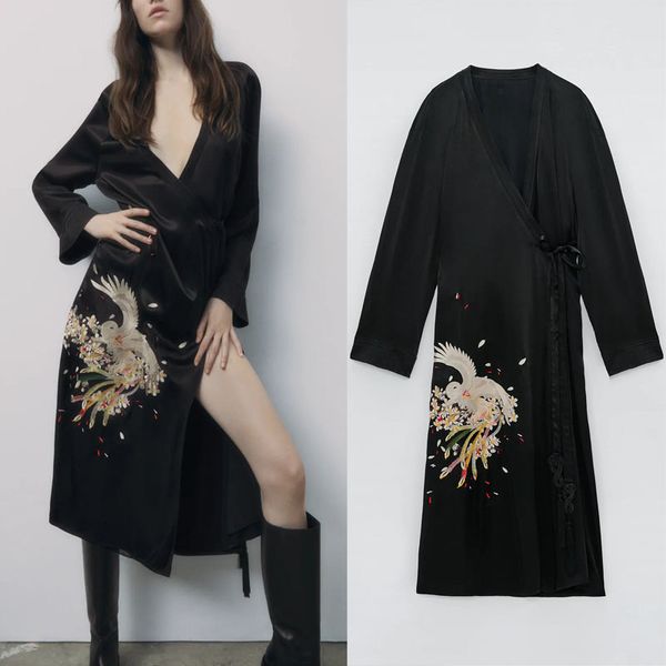 za women embroidered long kimono dress 2021 long sleeve wrap v neck elegant party dresses fashion tonal tassel ties vestidos, Black;gray
za women embroidered long kimono dress 2021 long sleeve wrap v neck elegant party dresses fashion tonal tassel ties vestidos, Black;gray