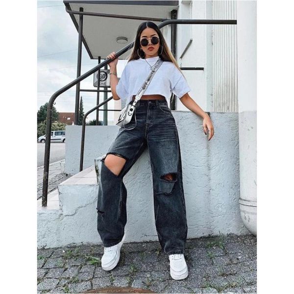 ripped women jeans wide leg long cargo pants ladies black boyfriend fashion loose high waist vintage korean trousers women's & capris, Black;white
ripped women jeans wide leg long cargo pants ladies black boyfriend fashion loose high waist vintage korean trousers women's & capris, Black;white