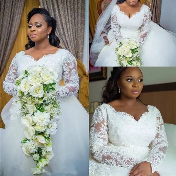 plus size wedding dress with long sleeve lace appliuqes white tulle exquisite mariage bride dress wedding gowns vestido de noiva
plus size wedding dress with long sleeve lace appliuqes white tulle exquisite mariage bride dress wedding gowns vestido de noiva