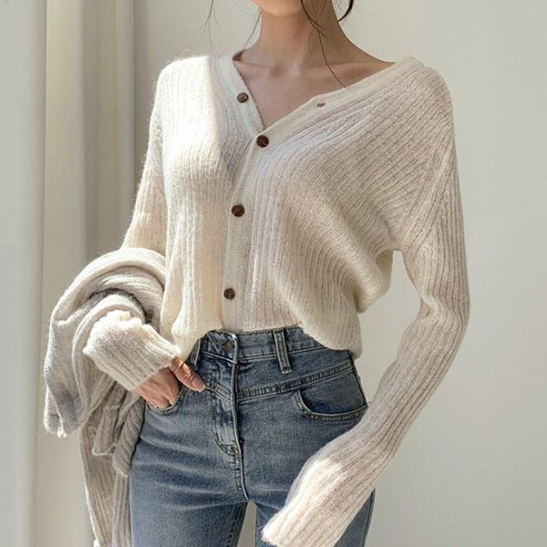 women's knits & tees women cardigan 2021 korean fashion early autumn temperament was thin v-neck single-breasted loose casual sweater j, White
women's knits & tees women cardigan 2021 korean fashion early autumn temperament was thin v-neck single-breasted loose casual sweater j, White