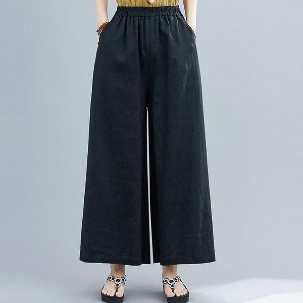 women's pants & capris cotton linen women casual wide leg 2021 summer vintage solid color elastic waist female loose ankle-length s1504, Black;white
women's pants & capris cotton linen women casual wide leg 2021 summer vintage solid color elastic waist female loose ankle-length s1504, Black;white