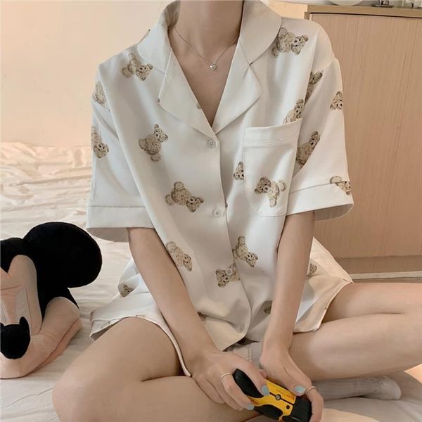 cartoon print summer pajamas womens sleepwears set single breasted shirts shorts sets two piece home suit kawaii bear cotton homewear, Black;red
cartoon print summer pajamas womens sleepwears set single breasted shirts shorts sets two piece home suit kawaii bear cotton homewear, Black;red