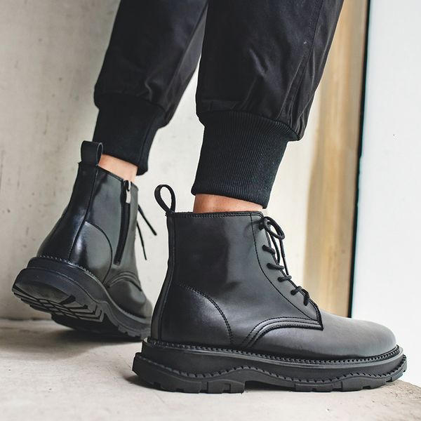 men's autumn 2021 versatile high casual leather men's fashion thick soled british sho martin boots, Black
men's autumn 2021 versatile high casual leather men's fashion thick soled british sho martin boots, Black