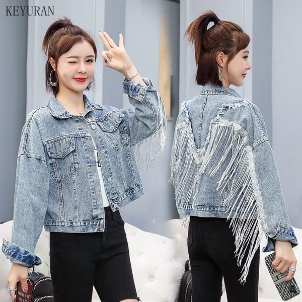 women's jackets jean jacket woman fringed sequined denim 2021 spring retro bf loose short jeans chaqueta chaquetas, Black;brown
women's jackets jean jacket woman fringed sequined denim 2021 spring retro bf loose short jeans chaqueta chaquetas, Black;brown