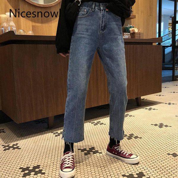 jeans women high waist ankle-length split loose straight casual trousers korean fashion chic leisure womens streetwear all-match women', Blue
jeans women high waist ankle-length split loose straight casual trousers korean fashion chic leisure womens streetwear all-match women', Blue