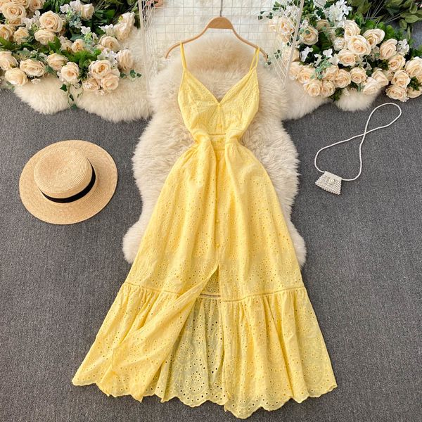 summer sexyv-neck breastedslim split ruffle large swing holiday style dress women hollow out solid color clothes 210513, Black;gray
summer sexyv-neck breastedslim split ruffle large swing holiday style dress women hollow out solid color clothes 210513, Black;gray