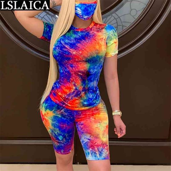 shorts sets casual elegant short sleeve t-shirt&shorts two piece set women summer tie dye fitness sport jogging femme with mask 210515, White
shorts sets casual elegant short sleeve t-shirt&shorts two piece set women summer tie dye fitness sport jogging femme with mask 210515, White