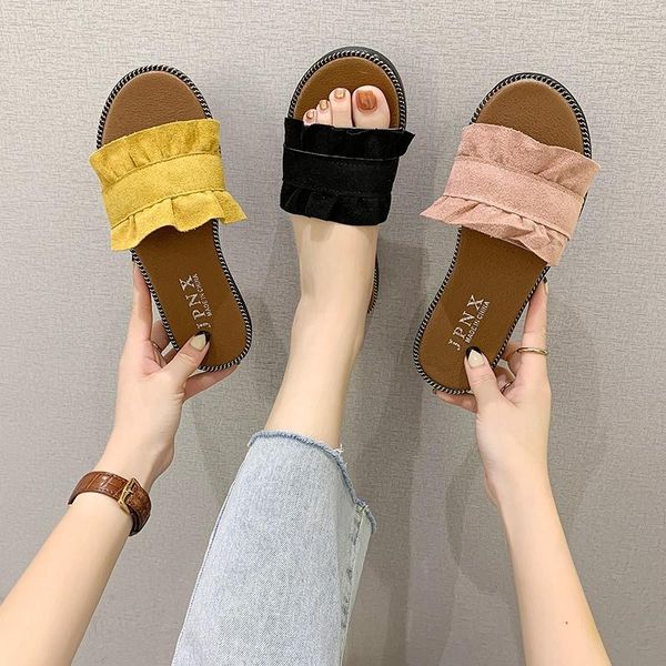 sandals summer women's yellow beige ruffles slippers ladies large size casual flat mules flip flops beach, Black
sandals summer women's yellow beige ruffles slippers ladies large size casual flat mules flip flops beach, Black