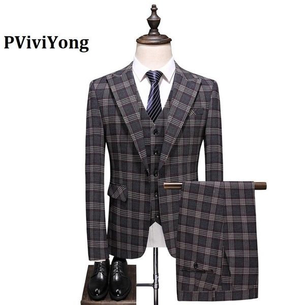 men's suits & blazers pviviyong brand 2021 suit men banquet gray grid slim business three-piece (jackets + vest pants) 6723, White;black
men's suits & blazers pviviyong brand 2021 suit men banquet gray grid slim business three-piece (jackets + vest pants) 6723, White;black