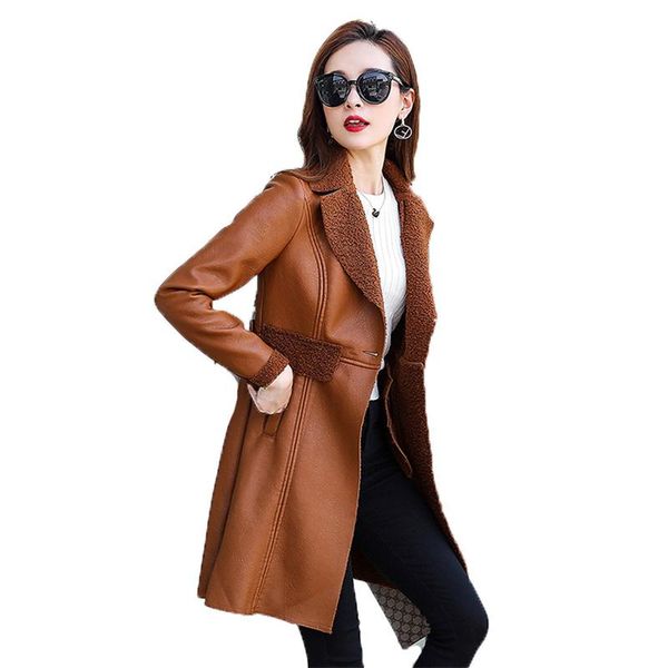 women's leather & faux black jacket women winter plus size slim casual korean fashion long thick warm pu coat 2021 n1199
women's leather & faux black jacket women winter plus size slim casual korean fashion long thick warm pu coat 2021 n1199