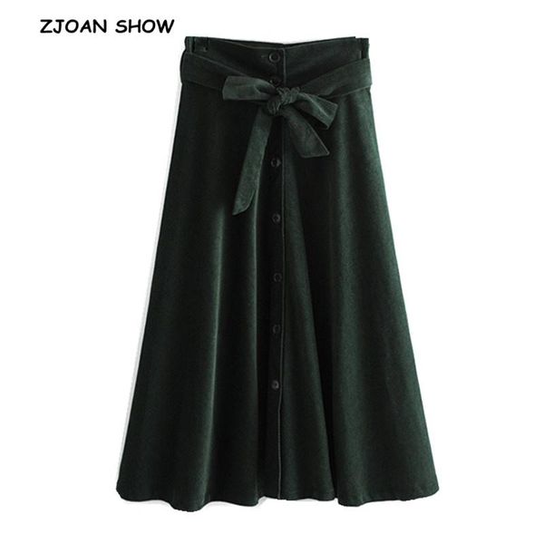 skirts retro bow tied sashes corduroy skirt 2021 women single-breasted buttons midi long swing with belt femme dark green, Black
skirts retro bow tied sashes corduroy skirt 2021 women single-breasted buttons midi long swing with belt femme dark green, Black
