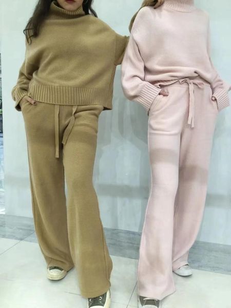 women's two piece pants luxury pieces cashmere + 70% wool suits female turtleneck warm mink knit pant sets wy259, White
women's two piece pants luxury pieces cashmere + 70% wool suits female turtleneck warm mink knit pant sets wy259, White