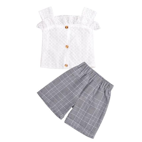 clothing sets 1-6y toddler kids baby girl sleeveless lace tank plaid shorts pant 2pcs outfits girls set, White
clothing sets 1-6y toddler kids baby girl sleeveless lace tank plaid shorts pant 2pcs outfits girls set, White