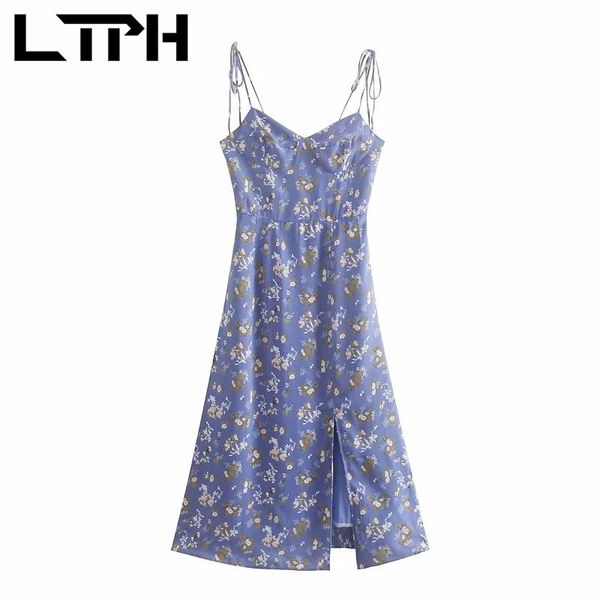 french vintage blue floral sleeveless camisole dress women slim high waist hem split resort long dresses summer 210427, Black;gray
french vintage blue floral sleeveless camisole dress women slim high waist hem split resort long dresses summer 210427, Black;gray