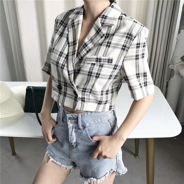 women's suits & blazers women casual plaid print cotton linen short female autumn summer stylish sleeve jacket outwear womens blazers1, White;black
women's suits & blazers women casual plaid print cotton linen short female autumn summer stylish sleeve jacket outwear womens blazers1, White;black