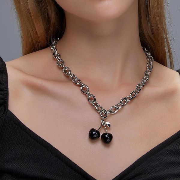 korean style black cherry pendant necklaces ot buckle fruit choker chains for women jewelry gift collares kpop, Silver
korean style black cherry pendant necklaces ot buckle fruit choker chains for women jewelry gift collares kpop, Silver