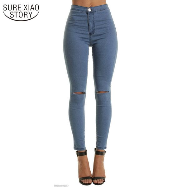 european and american dilapidated jeans leggings women casual solid color high waist tight pencil pants 12779 210508, Blue
european and american dilapidated jeans leggings women casual solid color high waist tight pencil pants 12779 210508, Blue