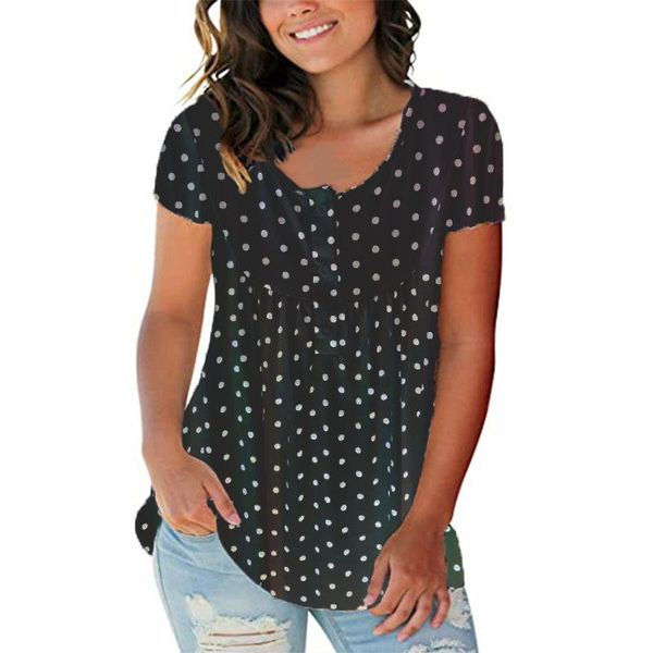 polka dot print loose t shirt female summer women pleated button pullover ladies casual o neck women's t-shirt, White
polka dot print loose t shirt female summer women pleated button pullover ladies casual o neck women's t-shirt, White