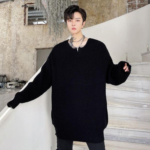 men's sweaters fashion chic simple solid color knitting pullovers loose v-neck long sleeve sweater male tide autumn winter 2021, White;black
men's sweaters fashion chic simple solid color knitting pullovers loose v-neck long sleeve sweater male tide autumn winter 2021, White;black